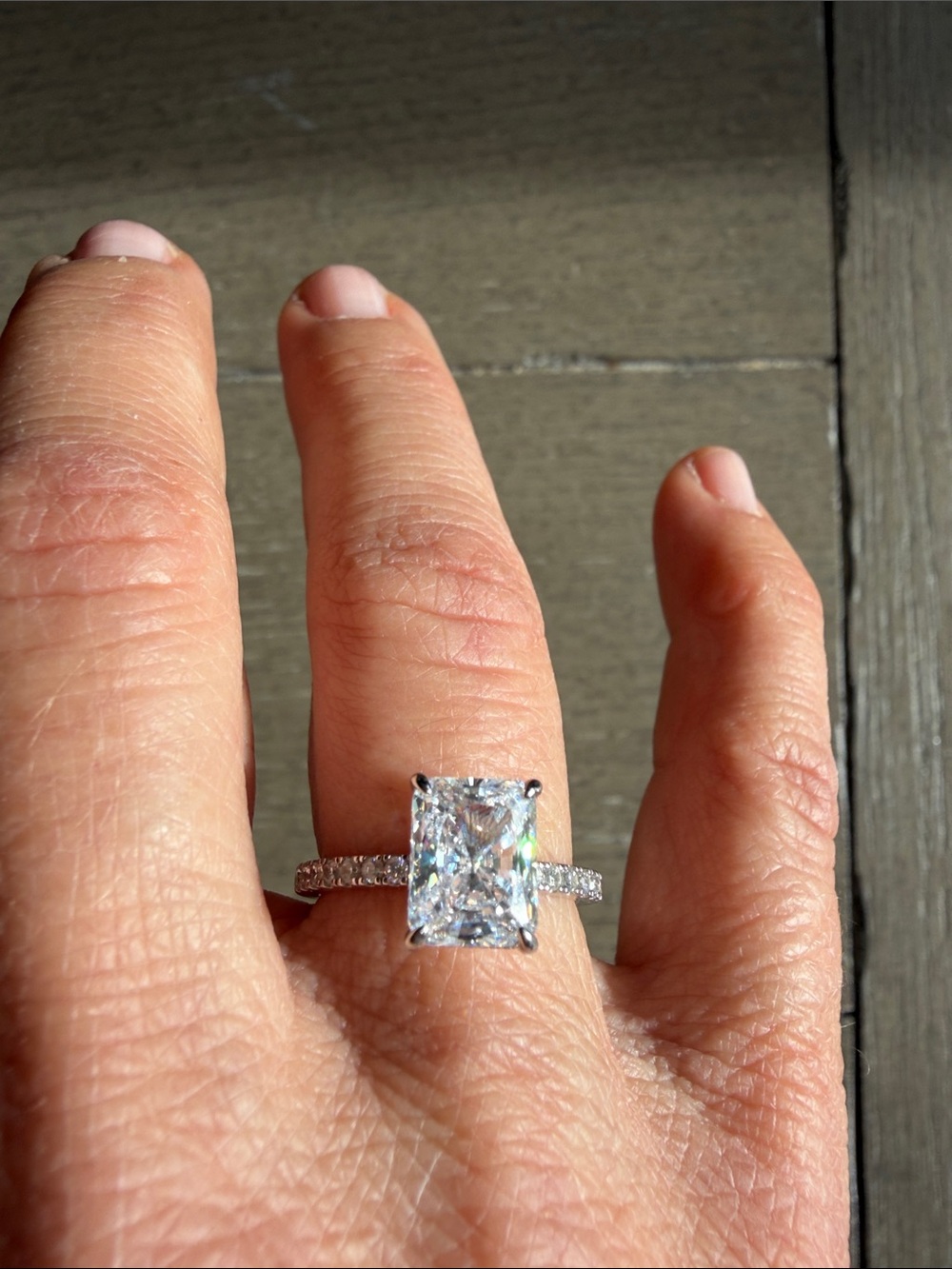 Cubic zirconia emerald cut diamond ring - Picture 3 of 5